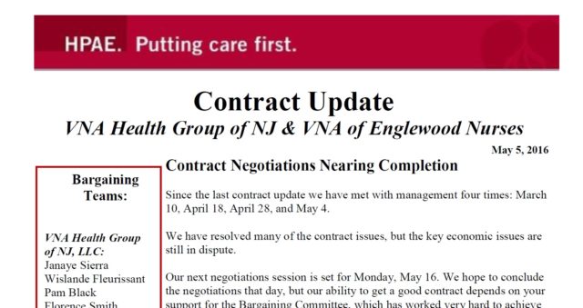 Status of VNA Negotiations