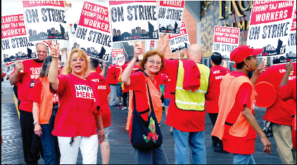 Rally for Trump Taj Mahal Workers on Strike